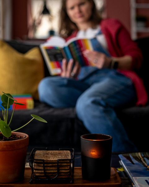 branding photography for stager designer property manager - cosy with book