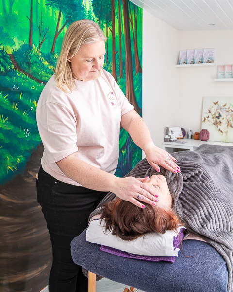 Business owner interacting with a client during branding photoshoot in Ash Green, Surrey.