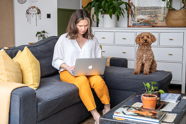 Business owner photographed within working environment during branding session in Ash, Guildford, Surrey.